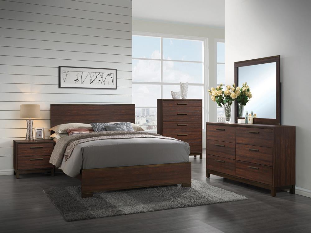 Edmonton Queen Panel Bed Rustic Tobacco