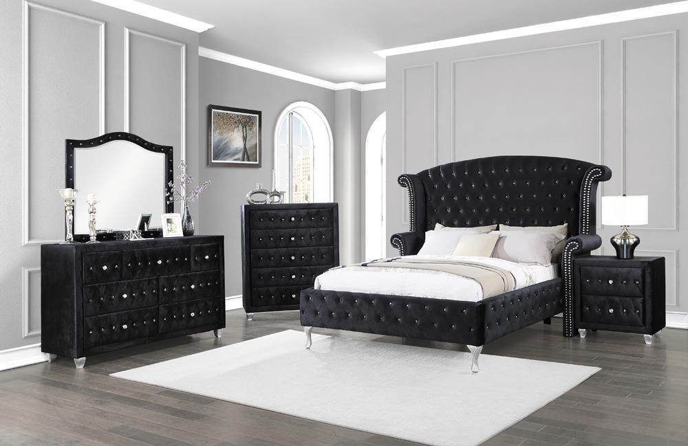 Deanna California King Tufted Upholstered Bed Black